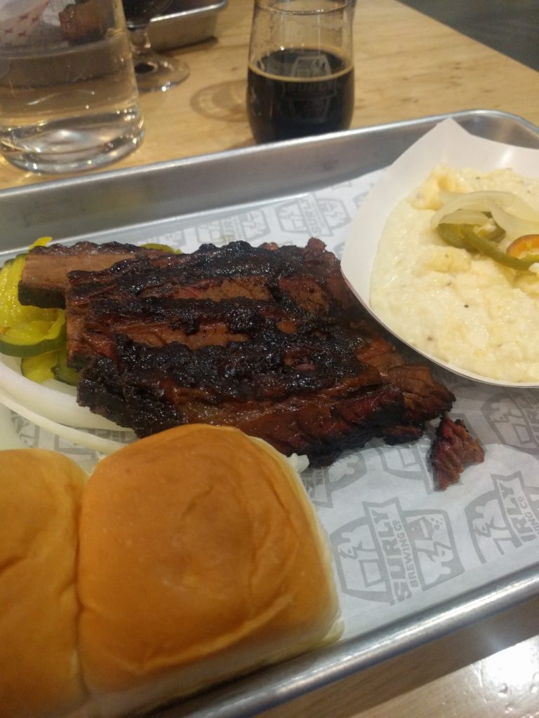 beef brisket at surly beer hall and restaurant