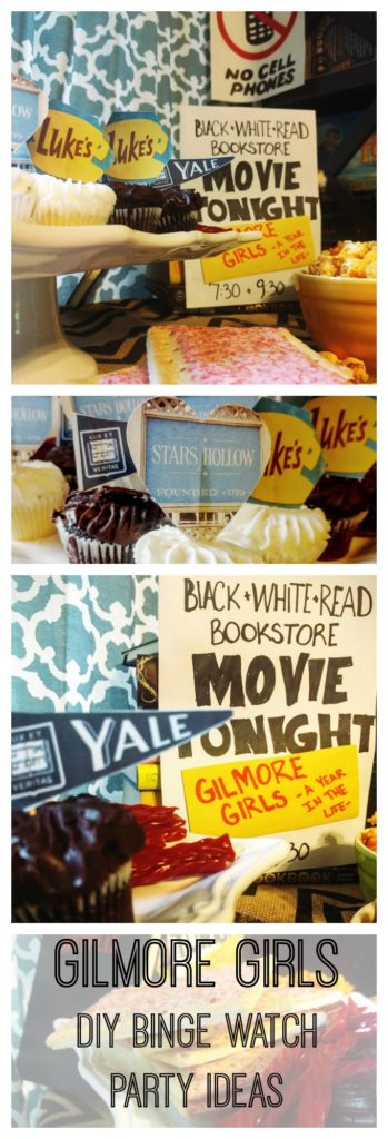 Gilmore Girls DIY Binge Watch party ideas. Host your own party featuring the no cell phones sign, Stars Hallow cupcake toppers, and Pop Tarts, of course. 