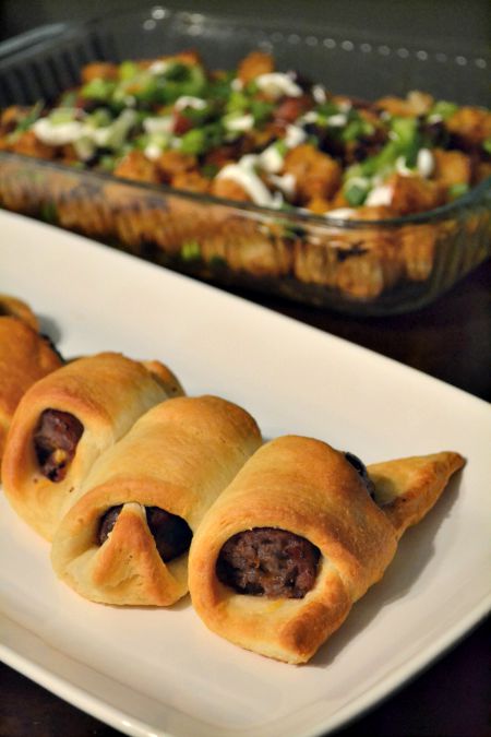 Cheese stuffed brats in a blanket. Use crescent rolls to make this quick dinner or appetizer!