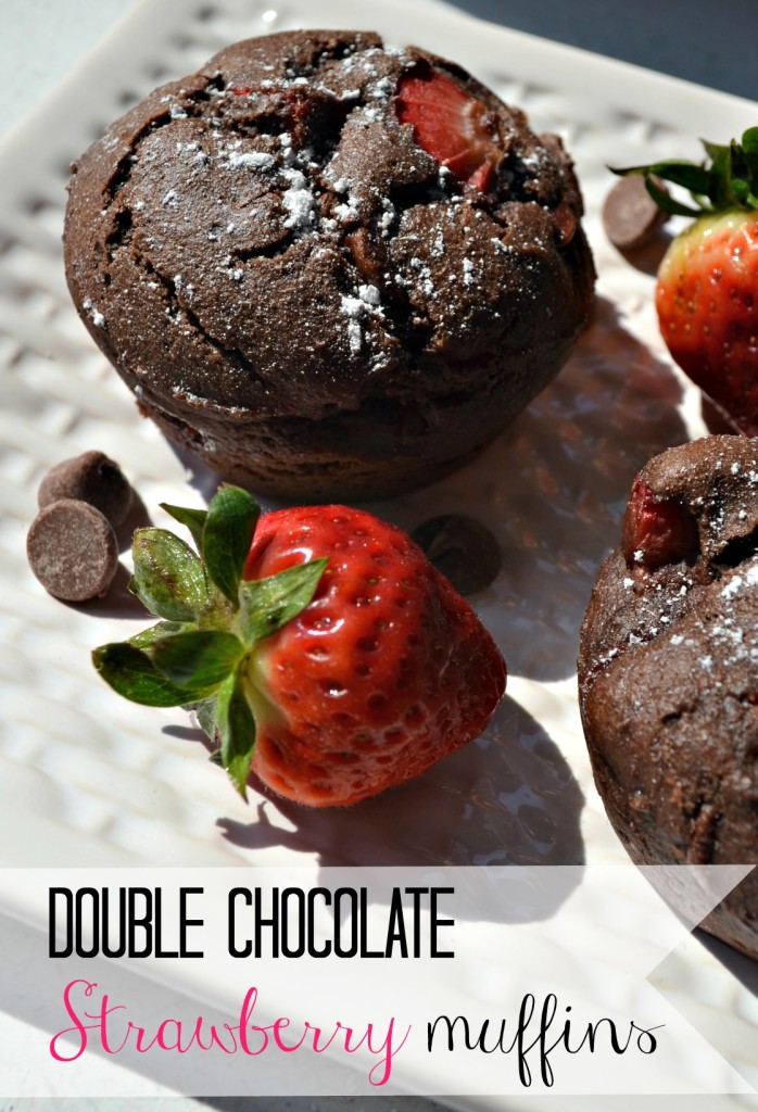 Double chocolate strawberry muffins recipe. Using fresh berries. 