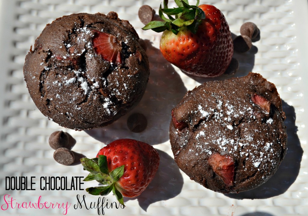 double chocolate strawberry muffins