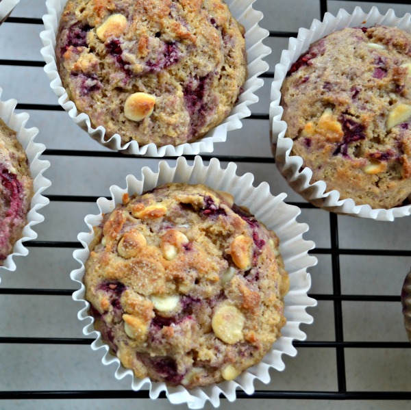 easy from scratch White Chocolate raspberry muffins