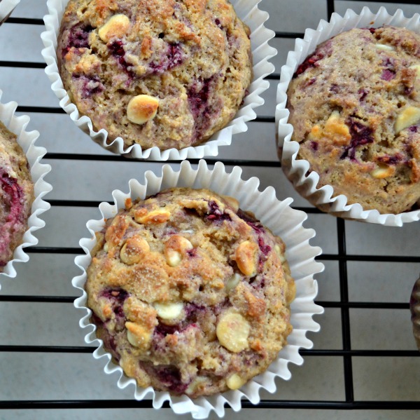 easy from scratch White Chocolate raspberry muffins