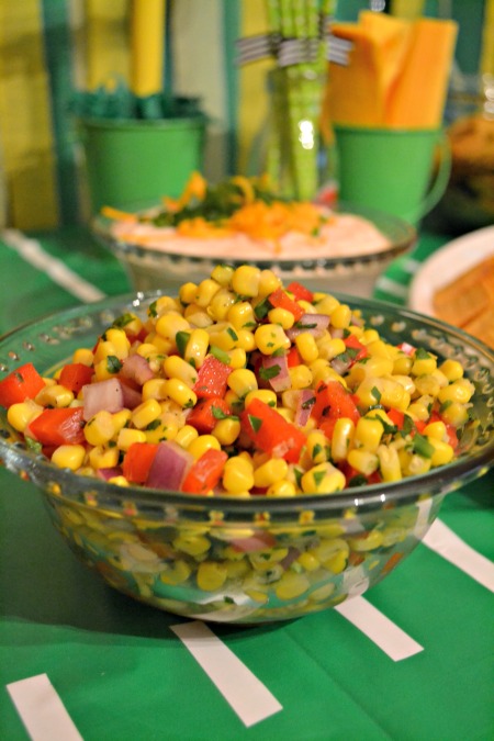 field goal football party corn salsa