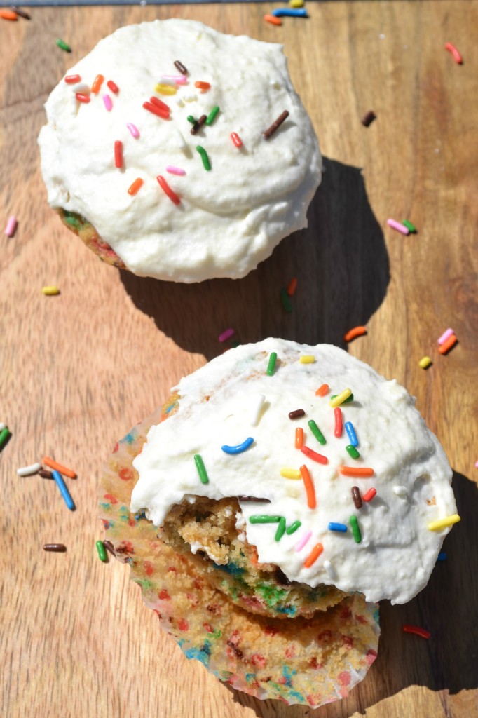 from scratch funfetti cupcakes with whipped buttercream frosting