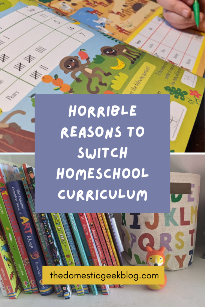 horrible reasons to switch homeschool curriculum