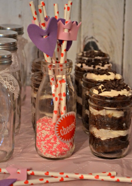 Simple princess party ideas, inspired by Sophia the First. Embellish paper straws with foam hearts and crowns.